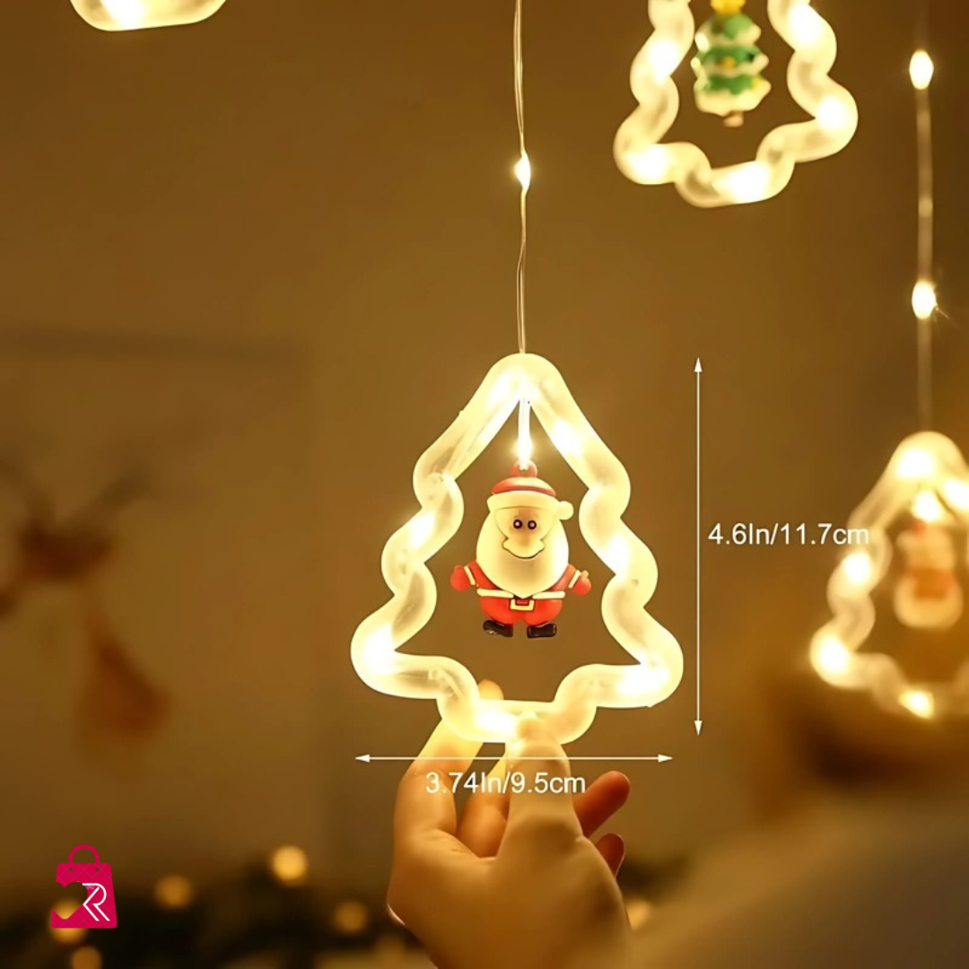 CORTINA DE LUCES LEC MODELO ÁRBOL CON MUÑEQUITOS COLGANTES