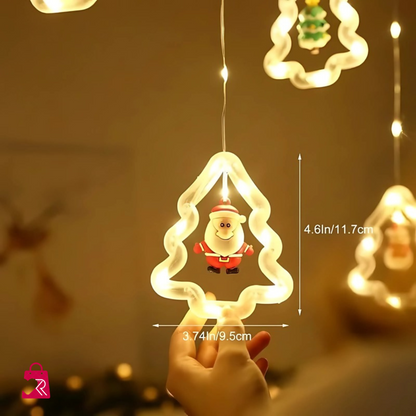 CORTINA DE LUCES LEC MODELO ÁRBOL CON MUÑEQUITOS COLGANTES