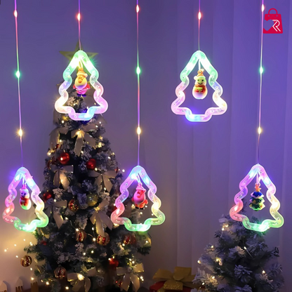 CORTINA DE LUCES LEC MODELO ÁRBOL CON MUÑEQUITOS COLGANTES