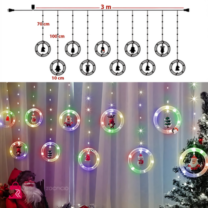 CORTINA DE AROS CON FIGURAS NAVIDEÑAS - MULTICOLOR